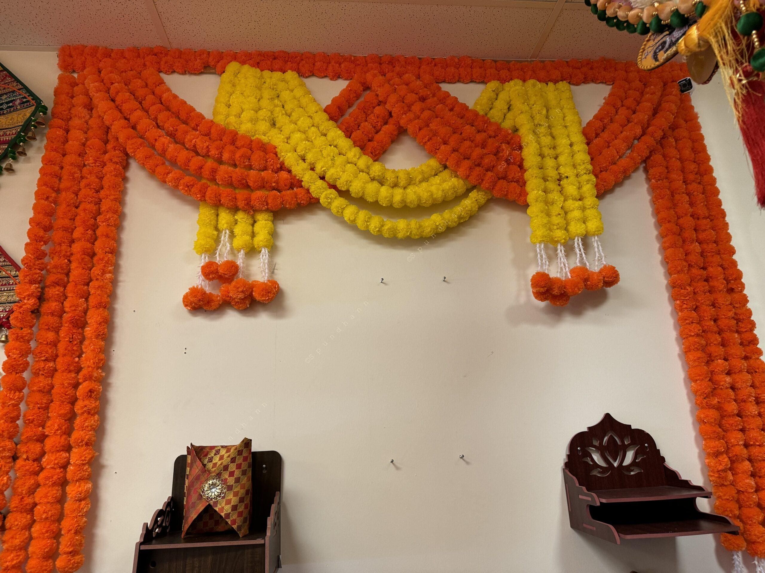 Double Loop Marigold Lemon and Orange Toran