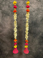 Bell With Shola Wood Marigold and Chameli String (Set of Two)