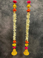 Bell With Shola Wood Marigold and Chameli String (Set of Two)