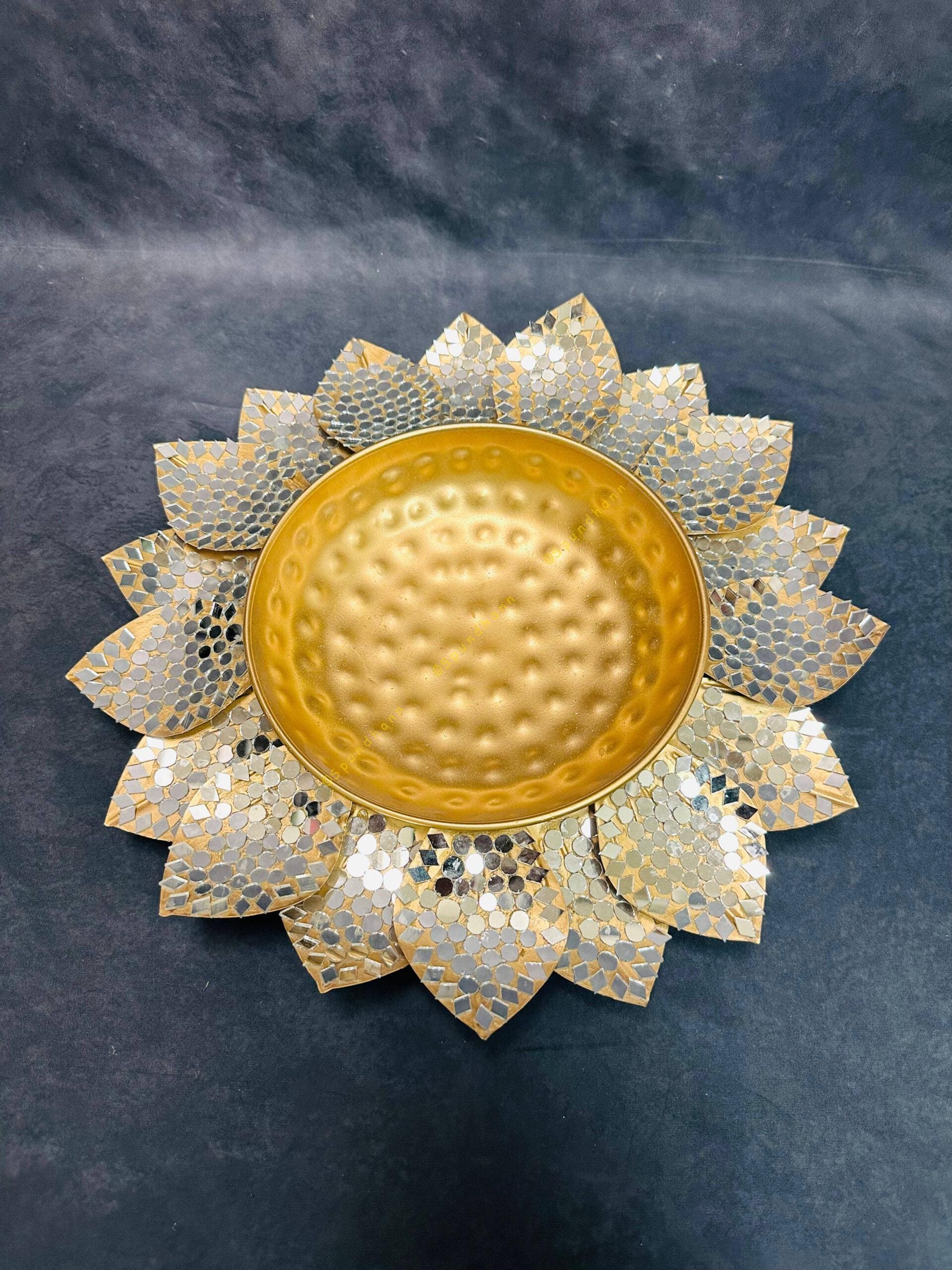 Hammered Sunflower Mirror Urli
