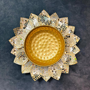 Hammered Sunflower Mirror Urli