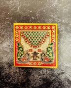 Meenakari Marble Ganesha And Chowki Set