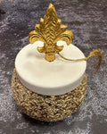 Mozaic Gold finish Matka Shape Canister with Royal Lid