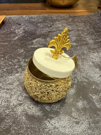 Mozaic Gold finish Matka Shape Canister with Royal Lid