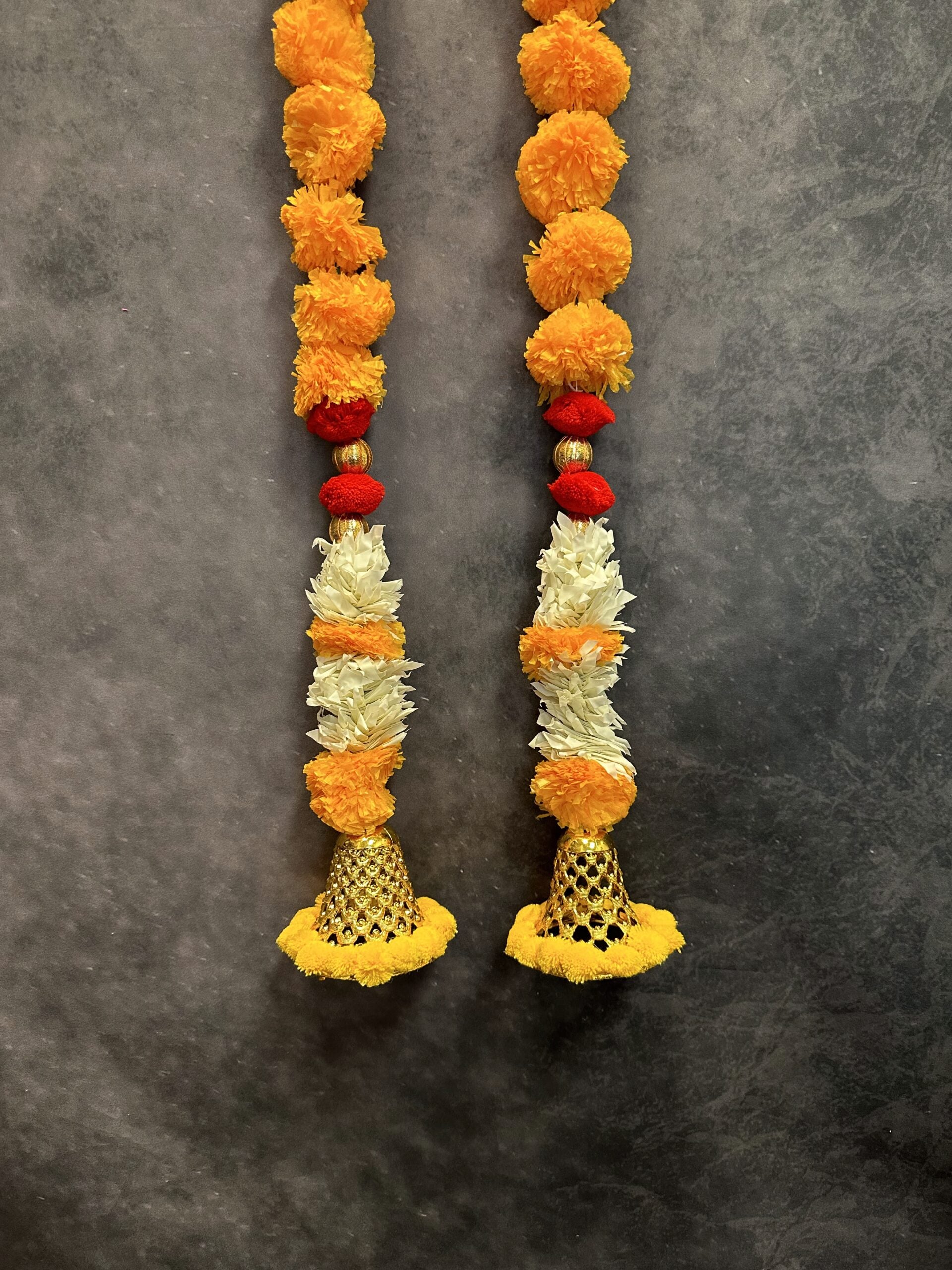 Marigold and Chameli String With Bell Pair