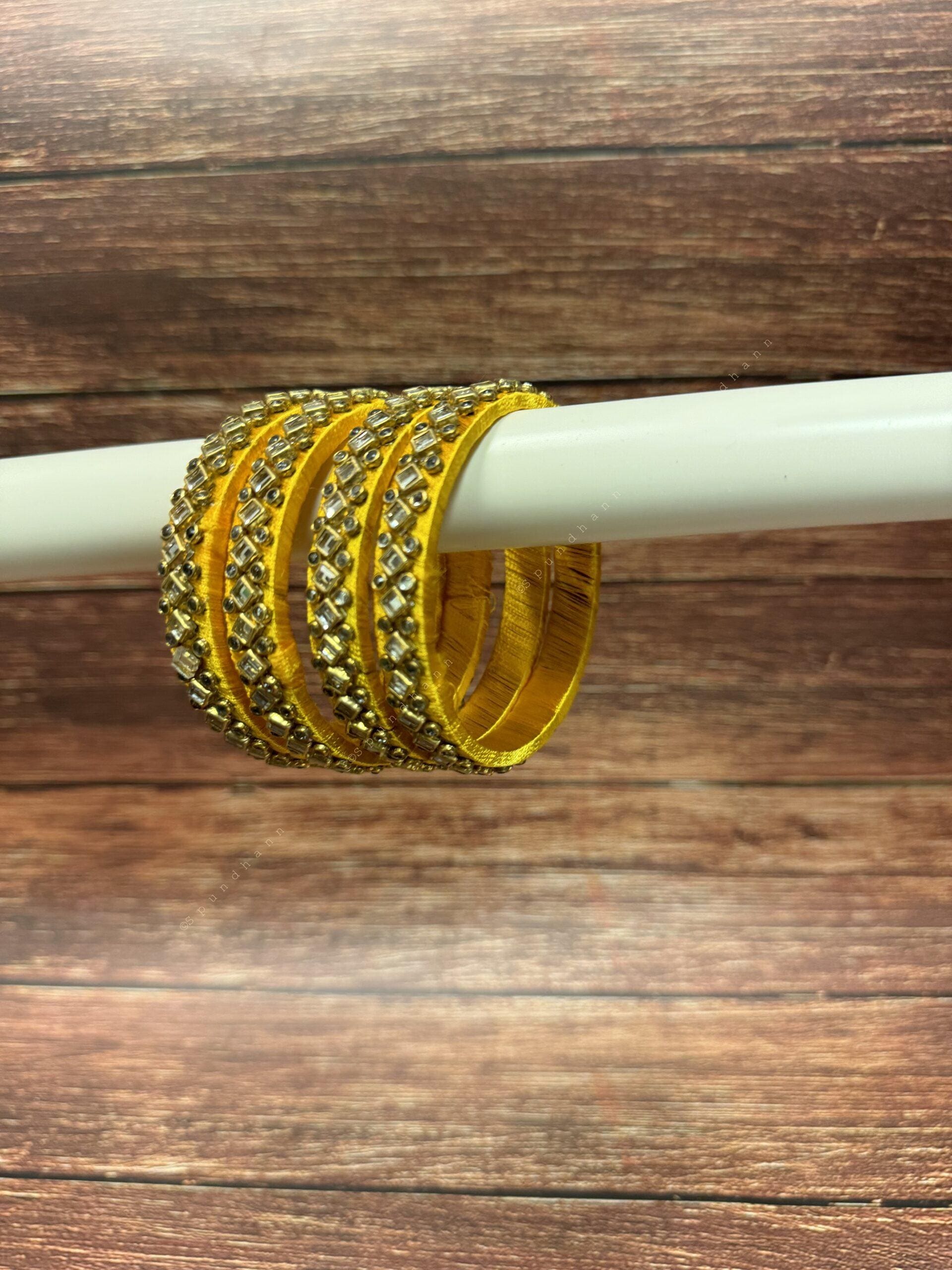 Studded Thin Colorful Bangle Pack of 4
