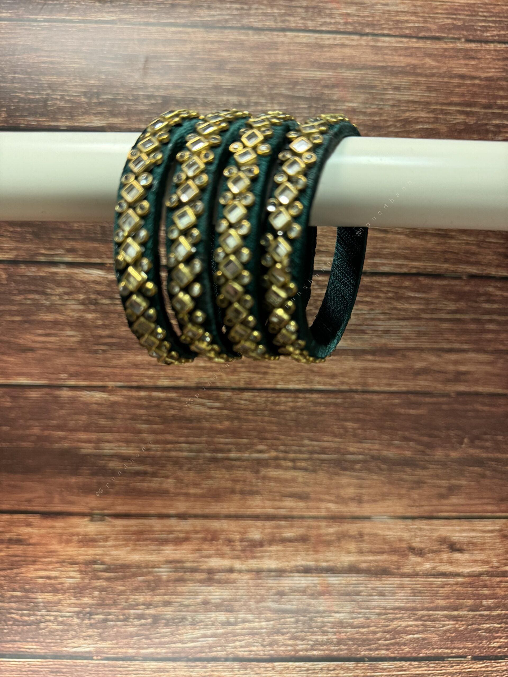 Studded Thin Colorful Bangle Pack of 4