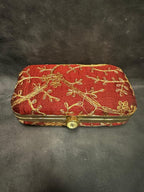 Gold Embroidery Metal Box Purse