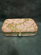 Gold Embroidery Metal Box Purse