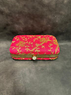 Gold Embroidery Metal Box Purse