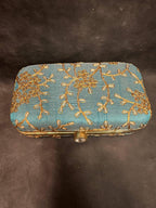Gold Embroidery Metal Box Purse