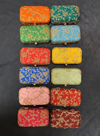 Gold Embroidery Metal Box Purse