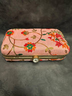 Color Embroidered Metal Box Purse