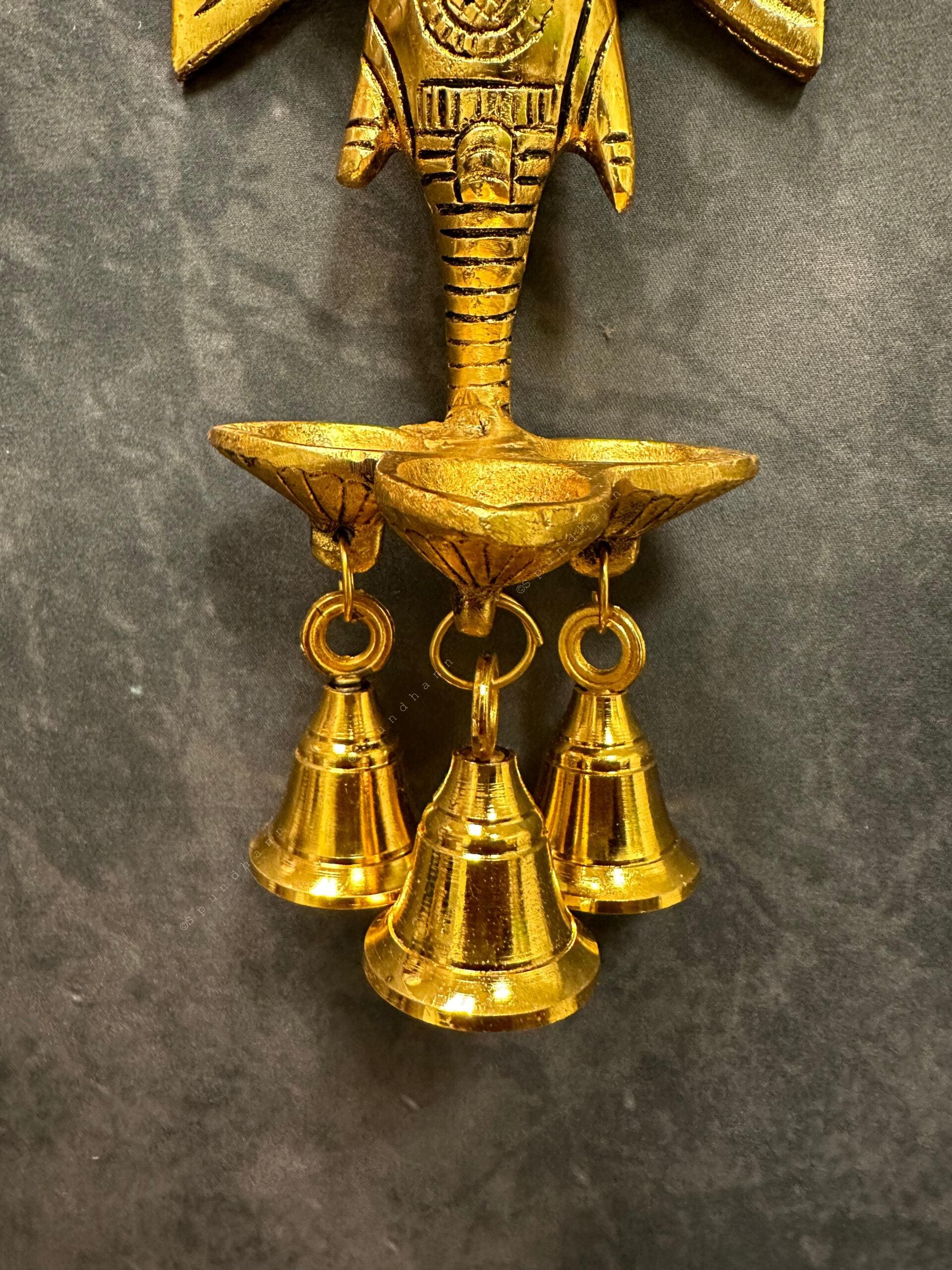 Ganesha Brass Wall Hanging With Diya and Bells