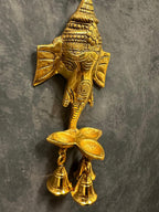 Ganesha Brass Wall Hanging With Diya and Bells