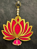 Pink Large Lotus With Pink Zumki (6) Wall Dangler