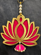 Pink Large Lotus With Pink Zumki (6) Wall Dangler