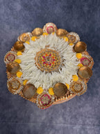 Chameli & Pom pom Circular Multi Tea Light with Wood Base