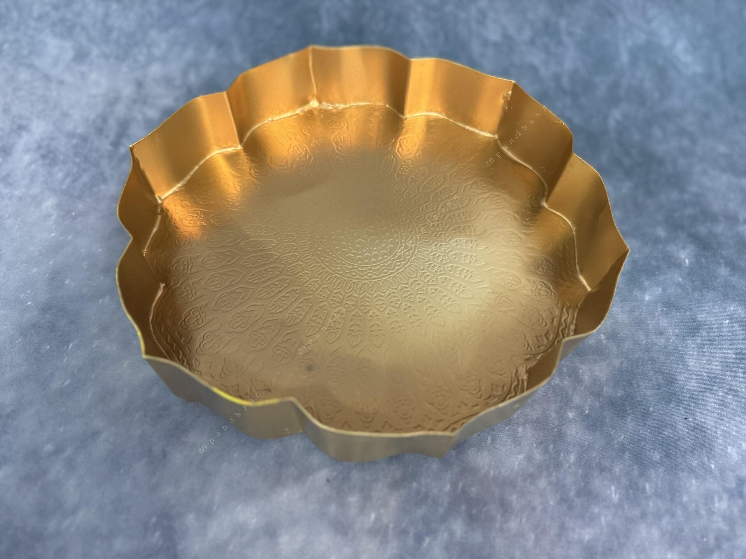 Gold Metal Lotus Plates