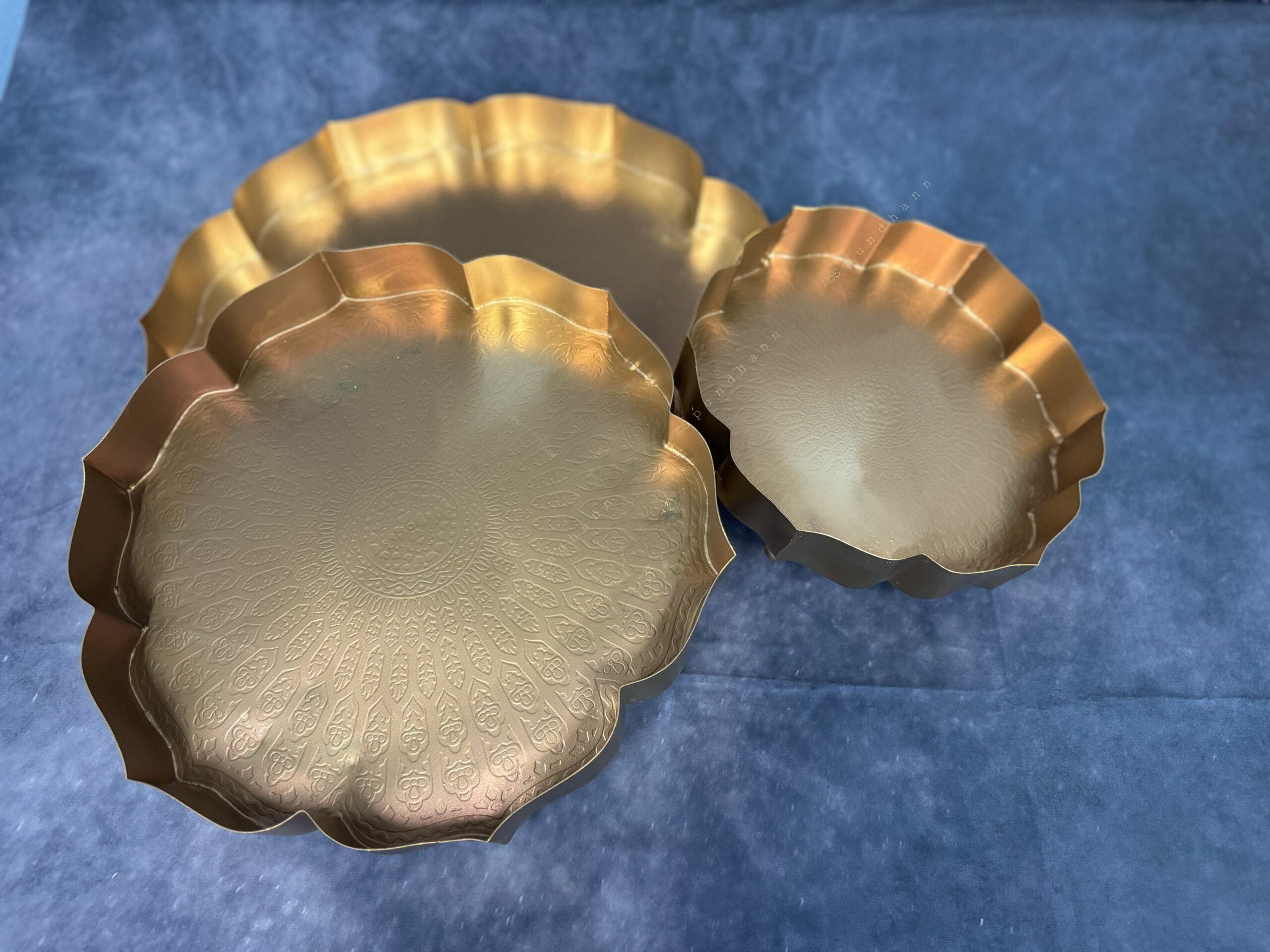 Gold Metal Lotus Plates