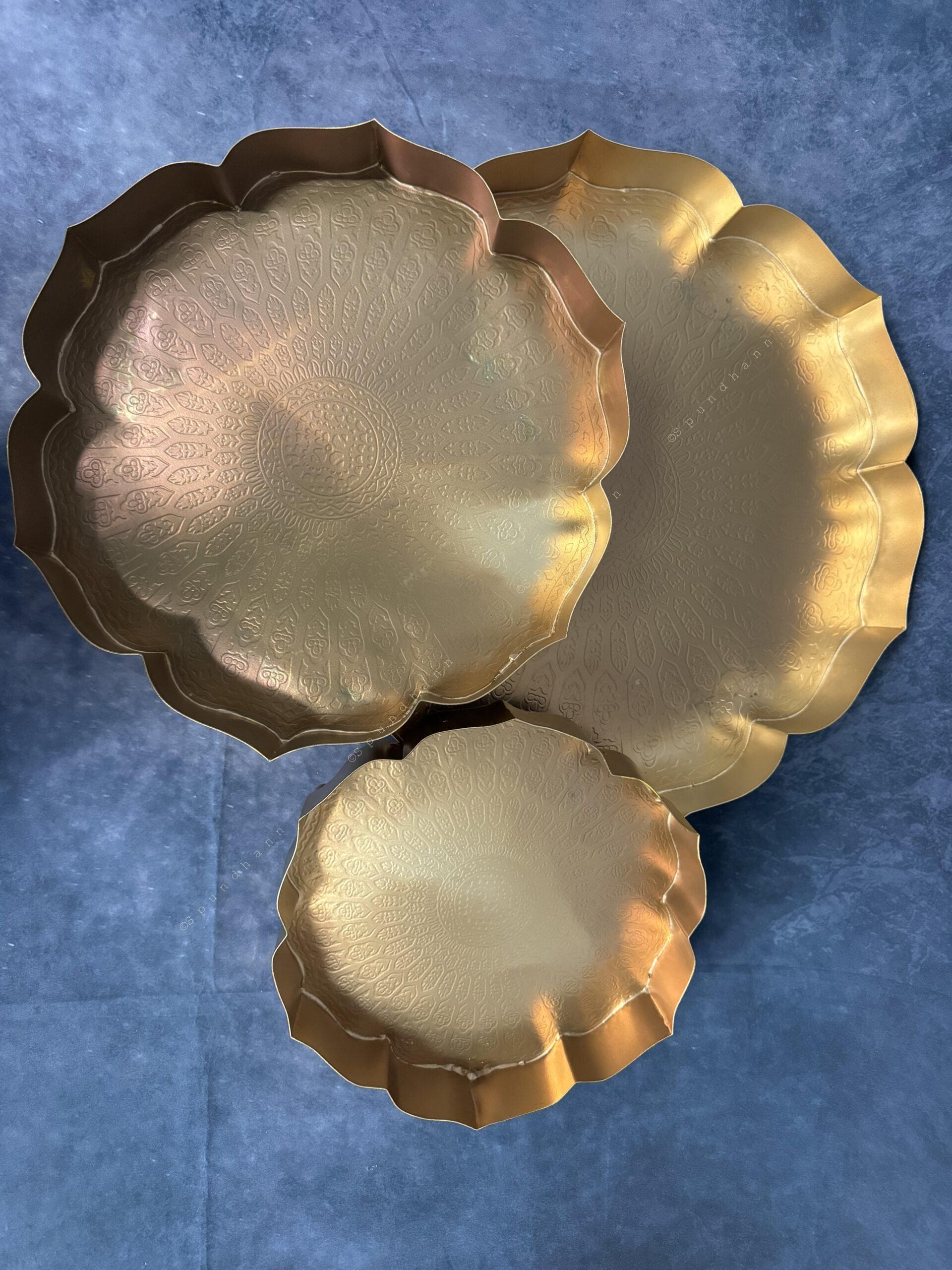 Gold Metal Lotus Plates