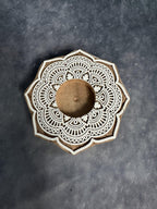 Floral Warli Art Carved Wooden Block Tea Light Holder