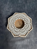 Floral Warli Art Carved Wooden Block Tea Light Holder