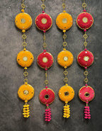 Large Disc & Pom Pom Dangler with Mirror Pair