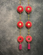 Large Disc & Pom Pom Dangler with Mirror Pair