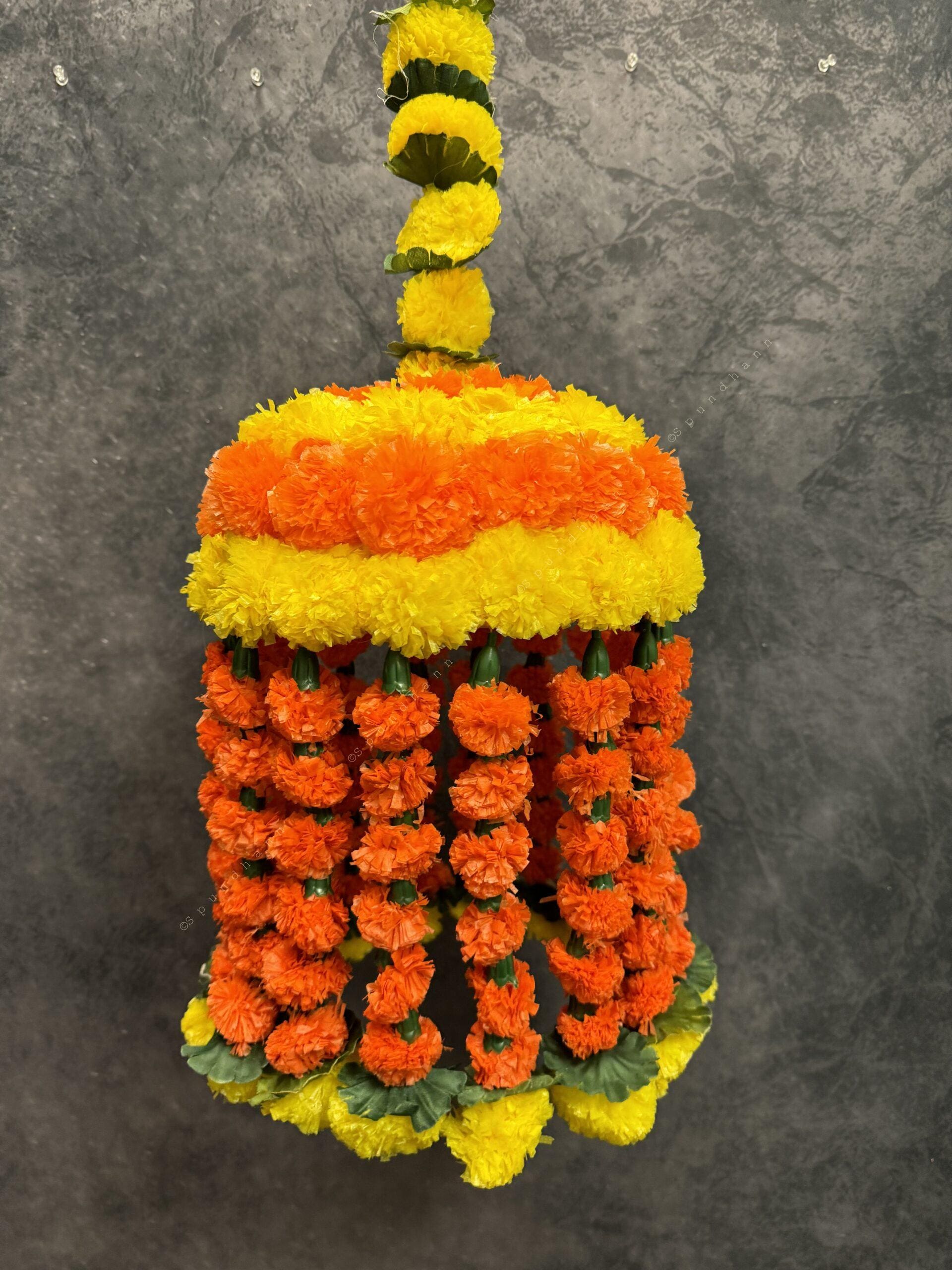 Marigold Green & Orange Jhoomar Dangler Decor