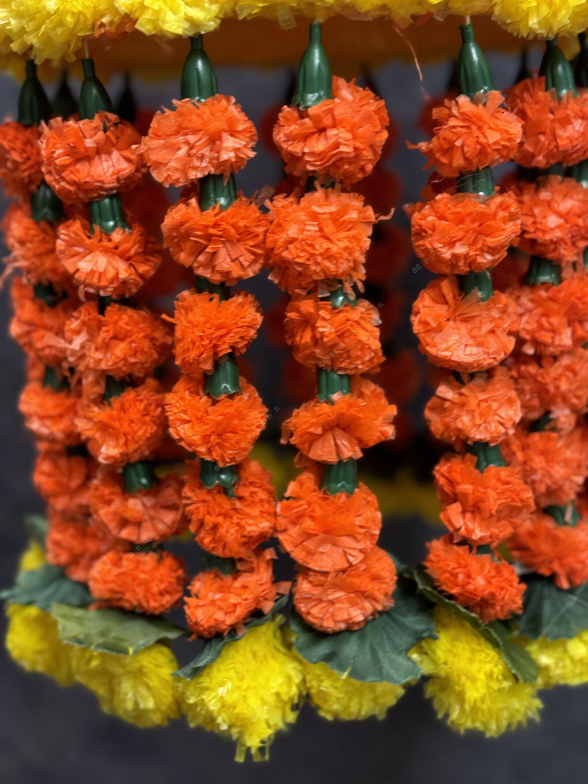 Marigold Green & Orange Jhoomar Dangler Decor