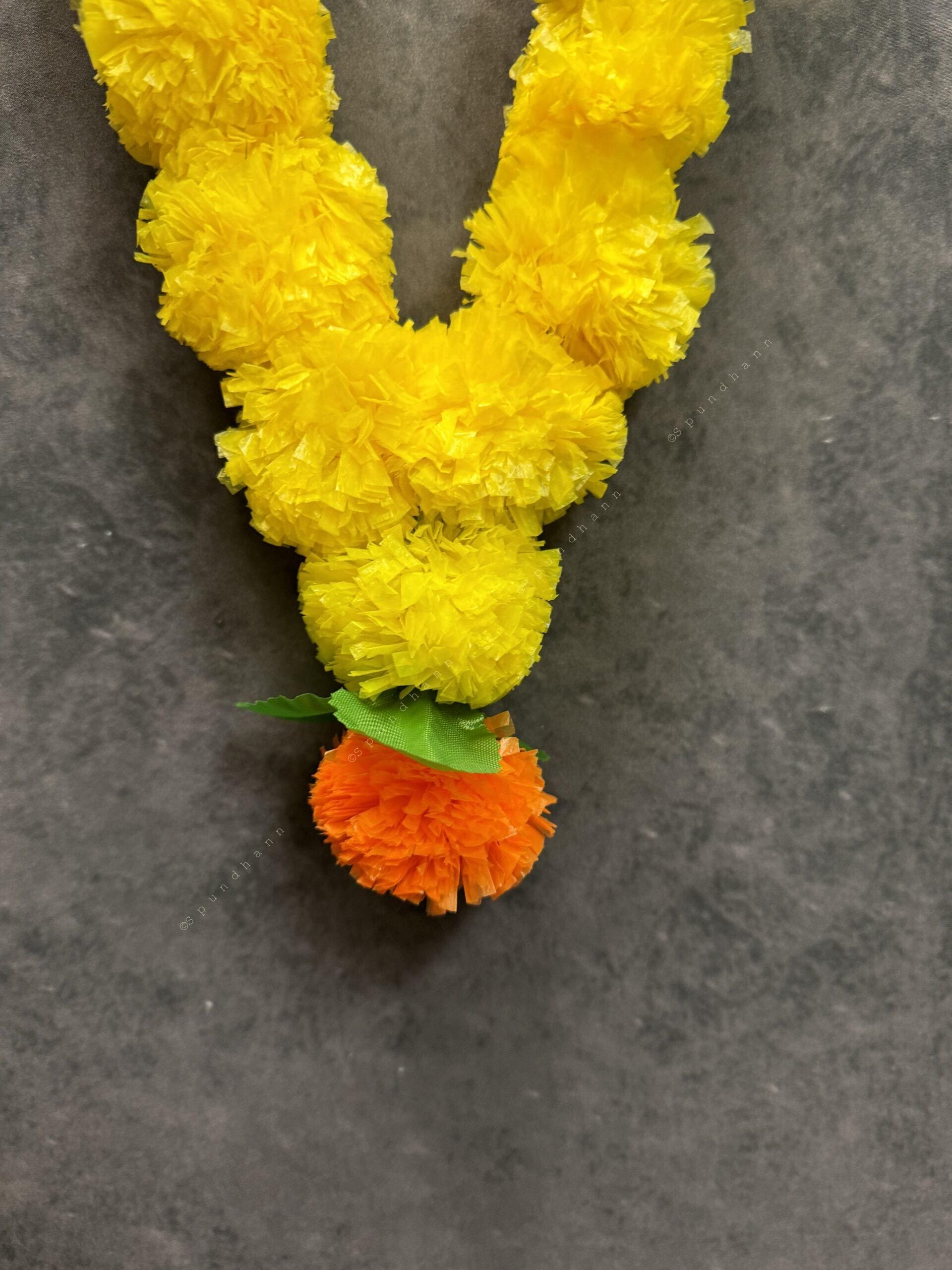 Marigold Garland/Maala With Green Leaves