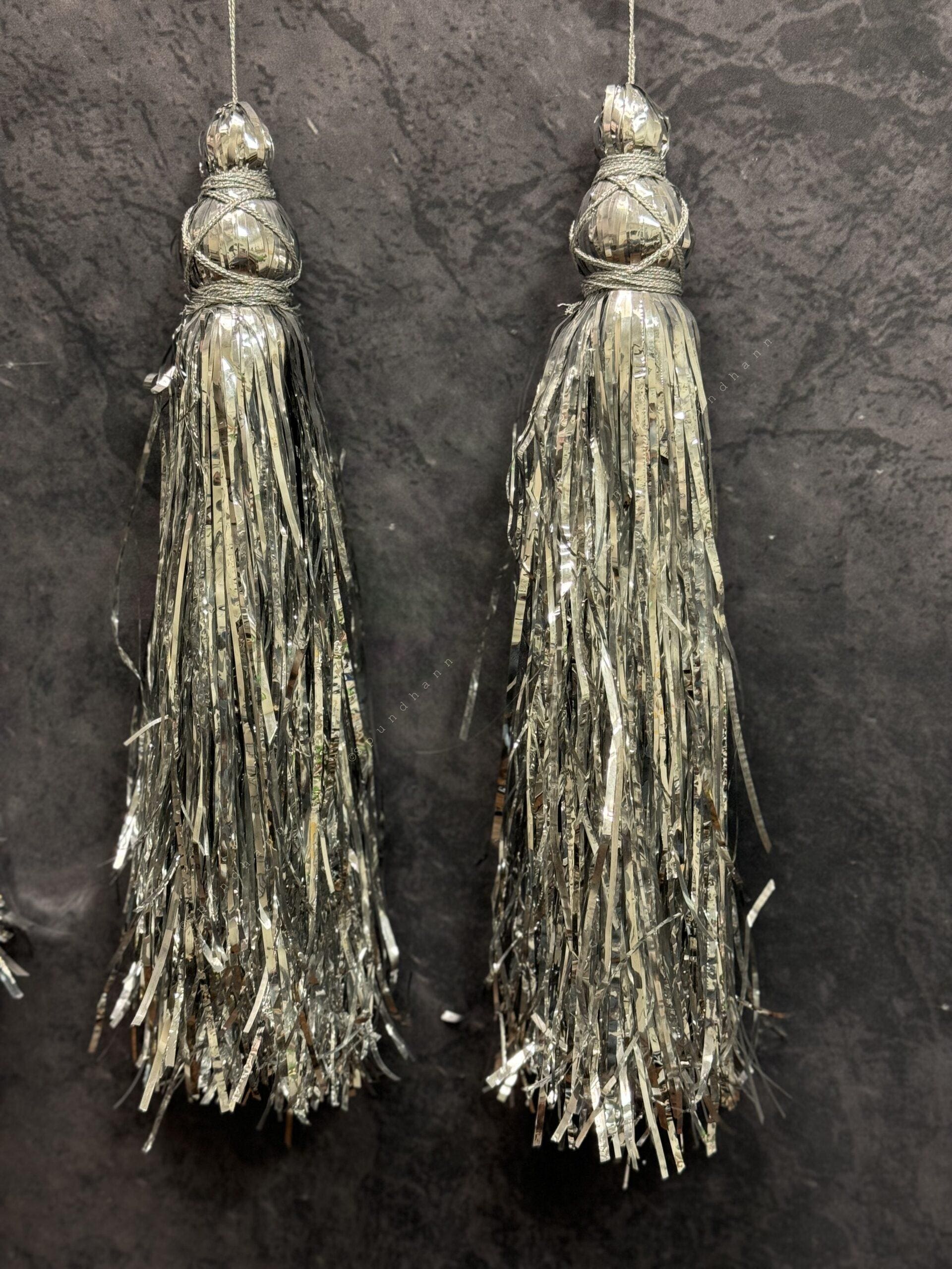 Colorful Silk Tassels Pair (Silver) (Pack of 4)