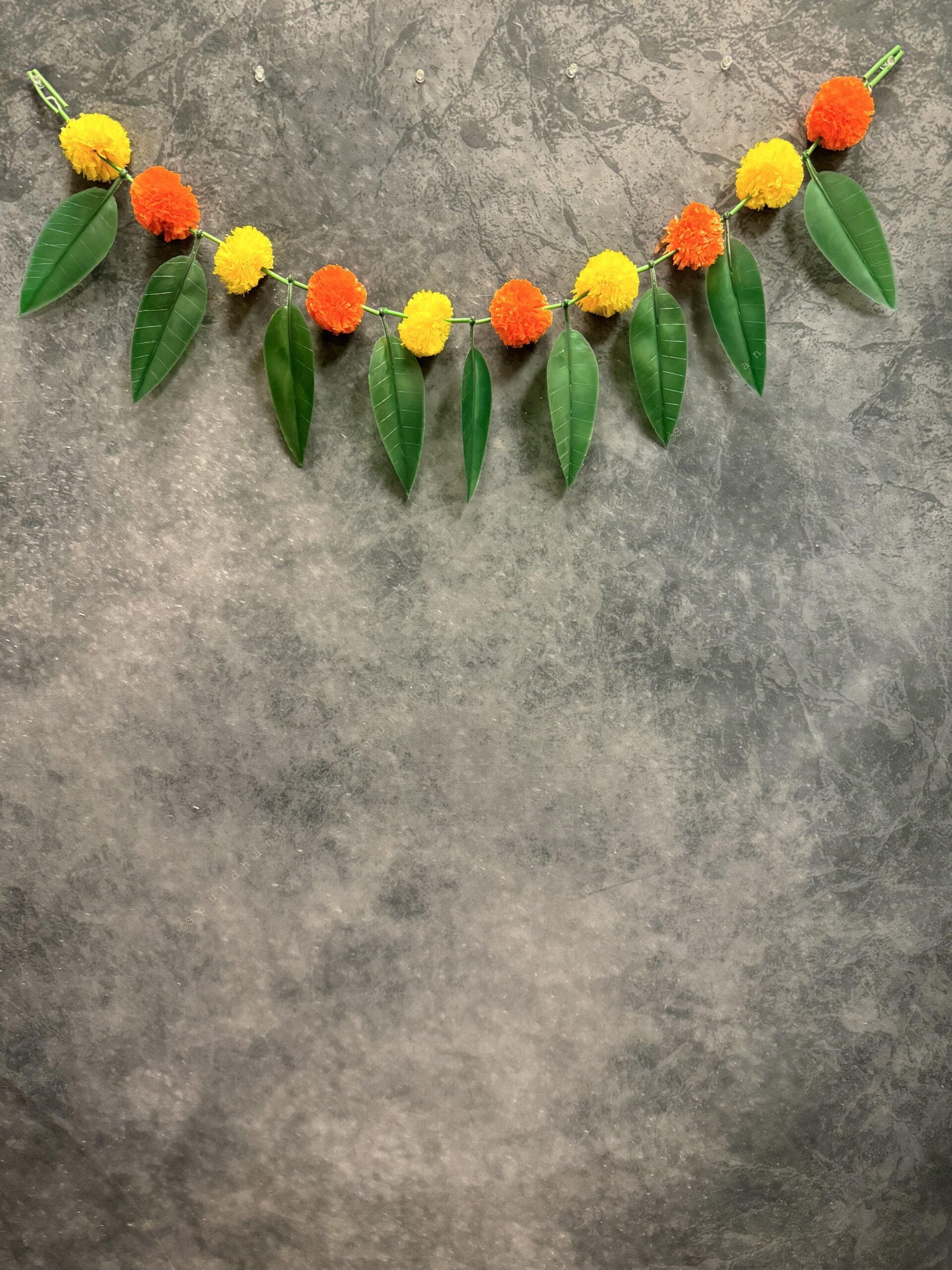 Green (Mango) Leaves & Marigold Hanging Decor Toran