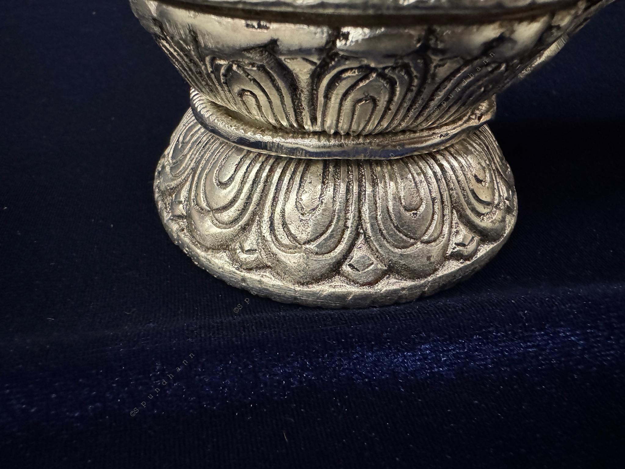 German silver and stone shivaling