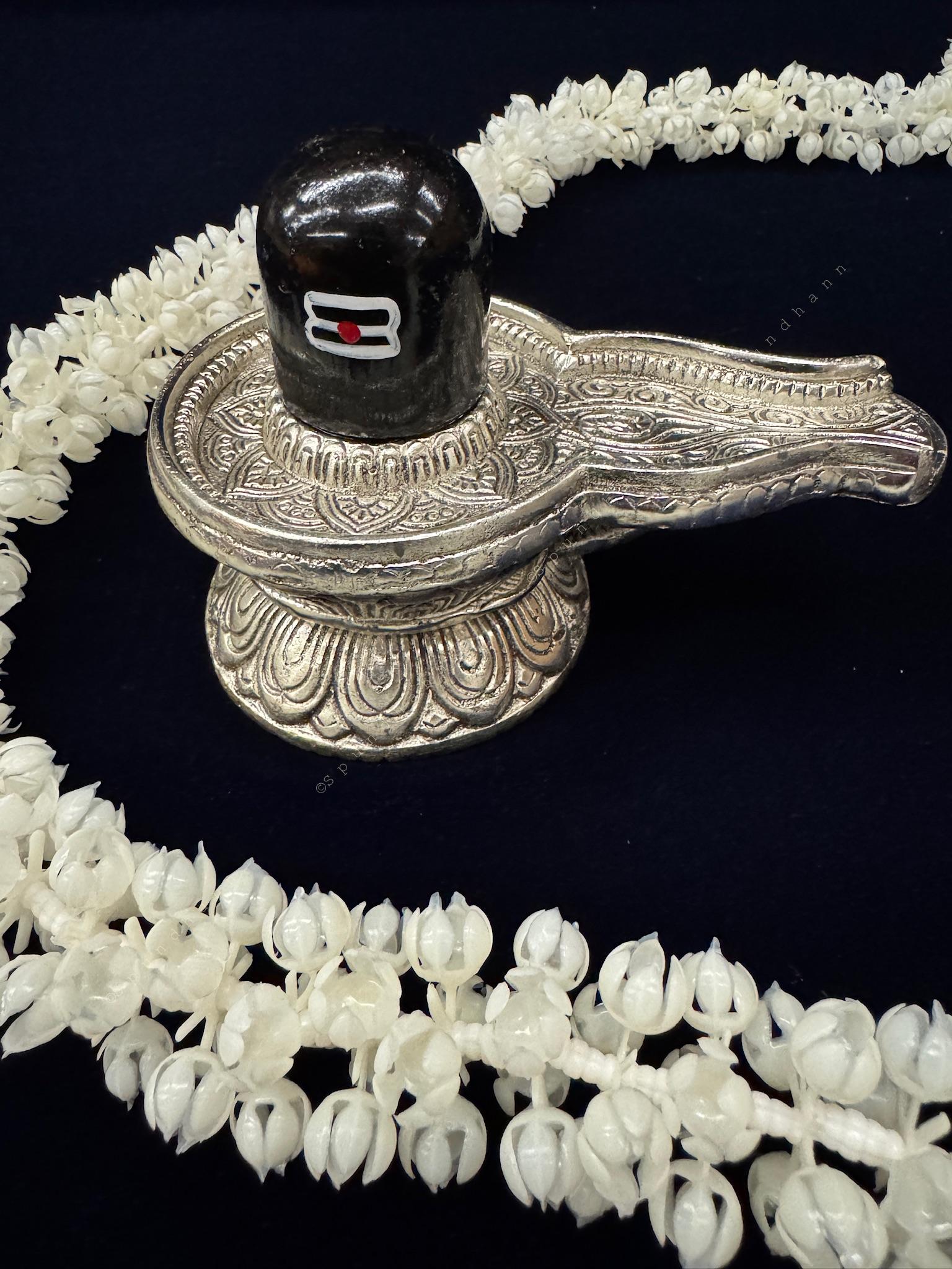 German silver and stone shivaling