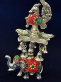 Elephant, Bell, Peacock Multi T Light / Samai Silver