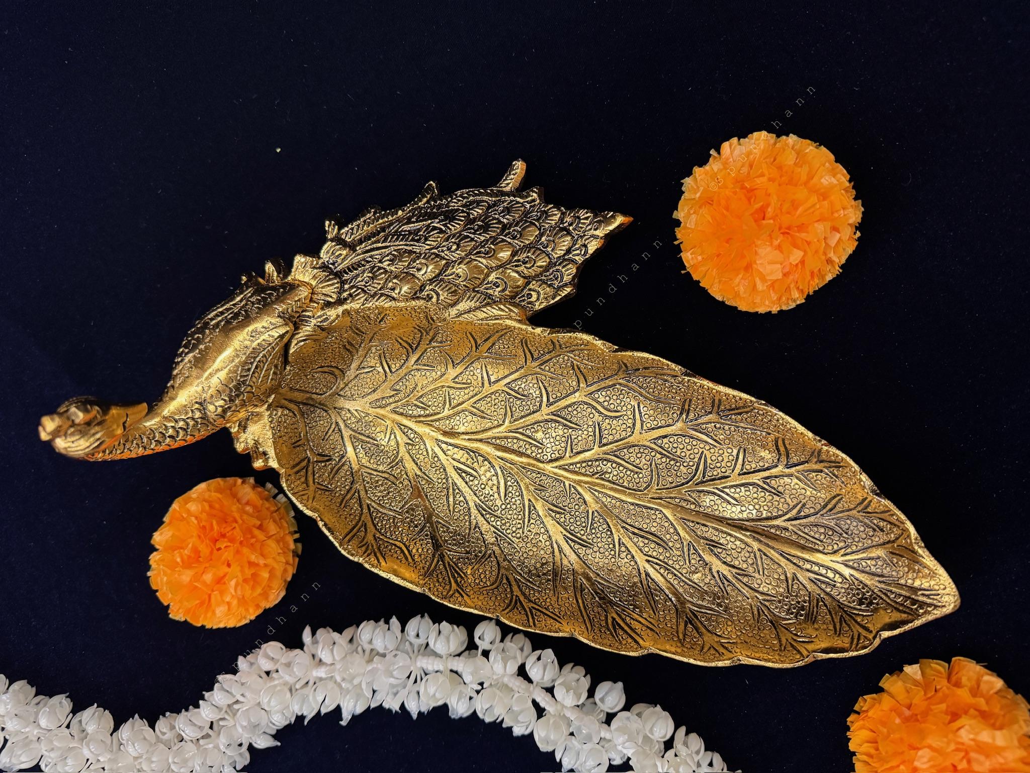 Peacock Platter in Gold