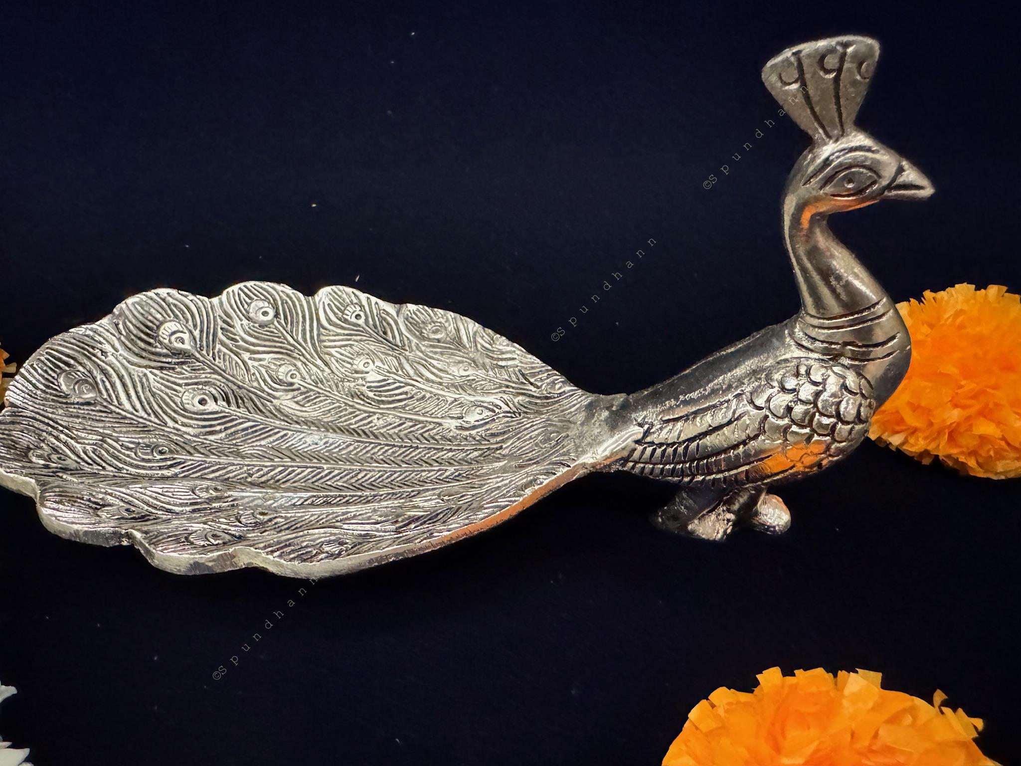 Peacock Platter in Silver