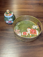 Circular Meenakari Tray and Canister With Pichwai Art (Set of 2)