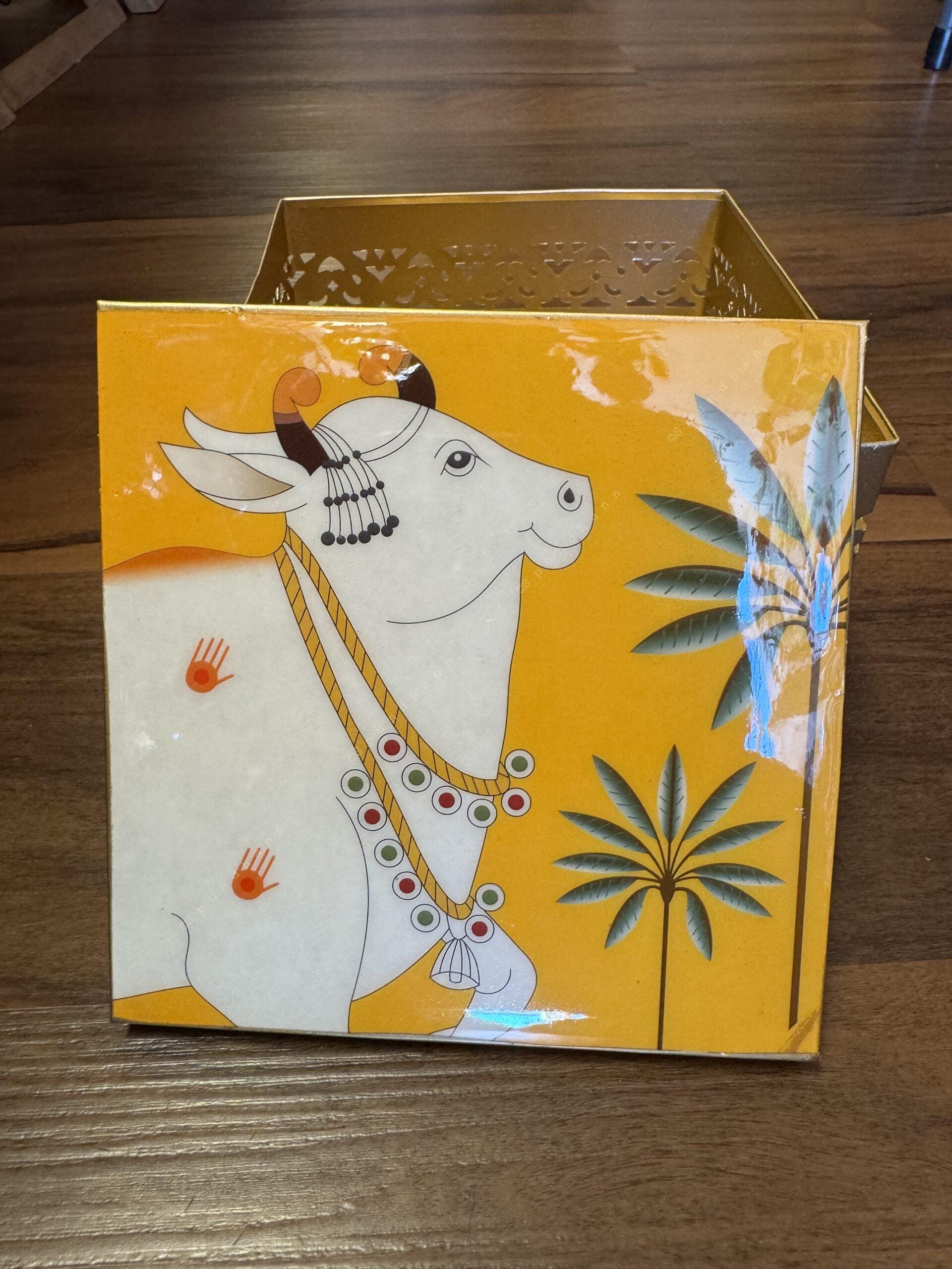 Square Meenakari Box With Pichwai Art