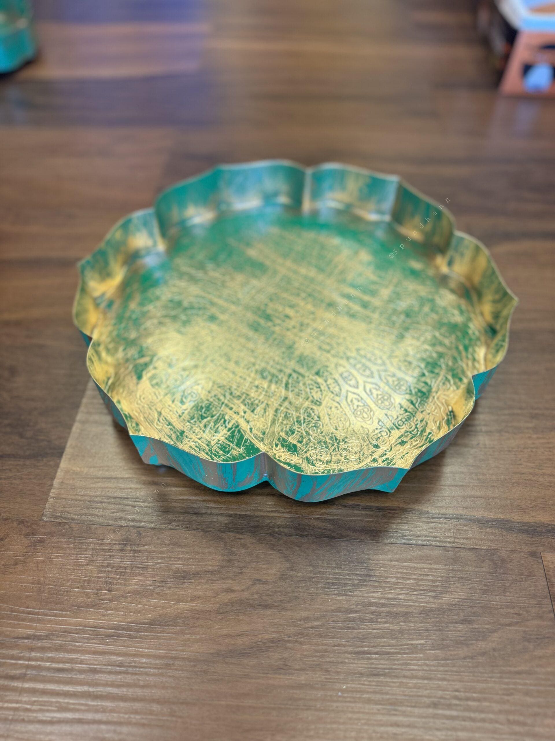 Green Metal Lotus Plates