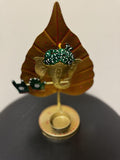 Flute Ganesh with Yellow Leaf Tea Light Holder