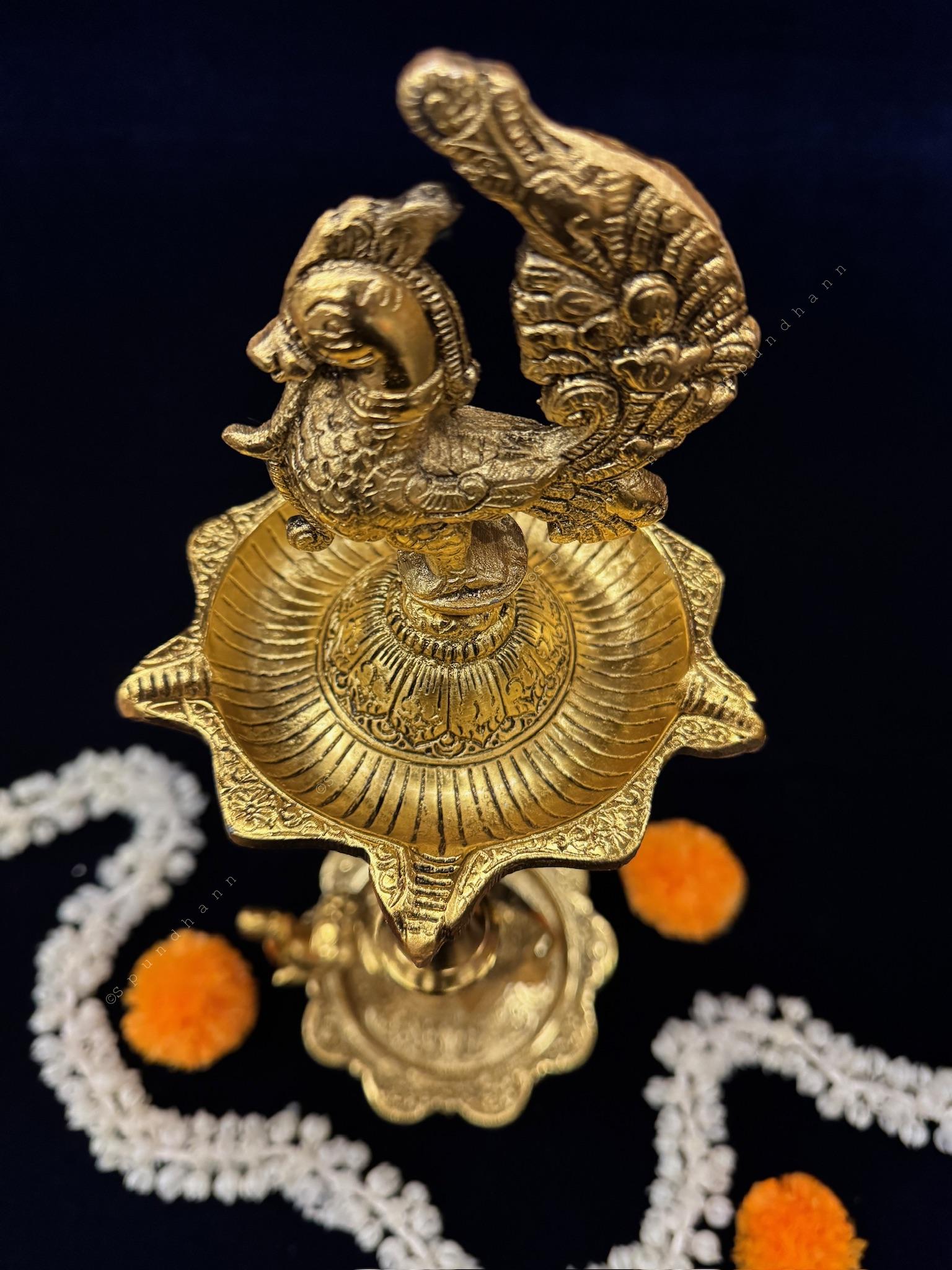 Elephant, Bell, Peacock Multi T Light / Samai Gold