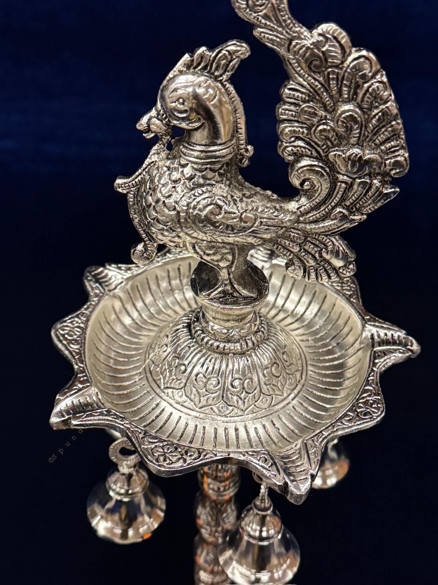 Bell, Peacock Multi T Light in German Silver