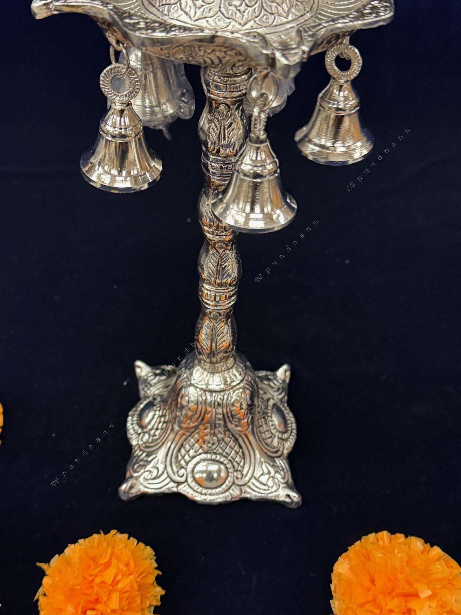 Bell, Peacock Multi T Light in German Silver