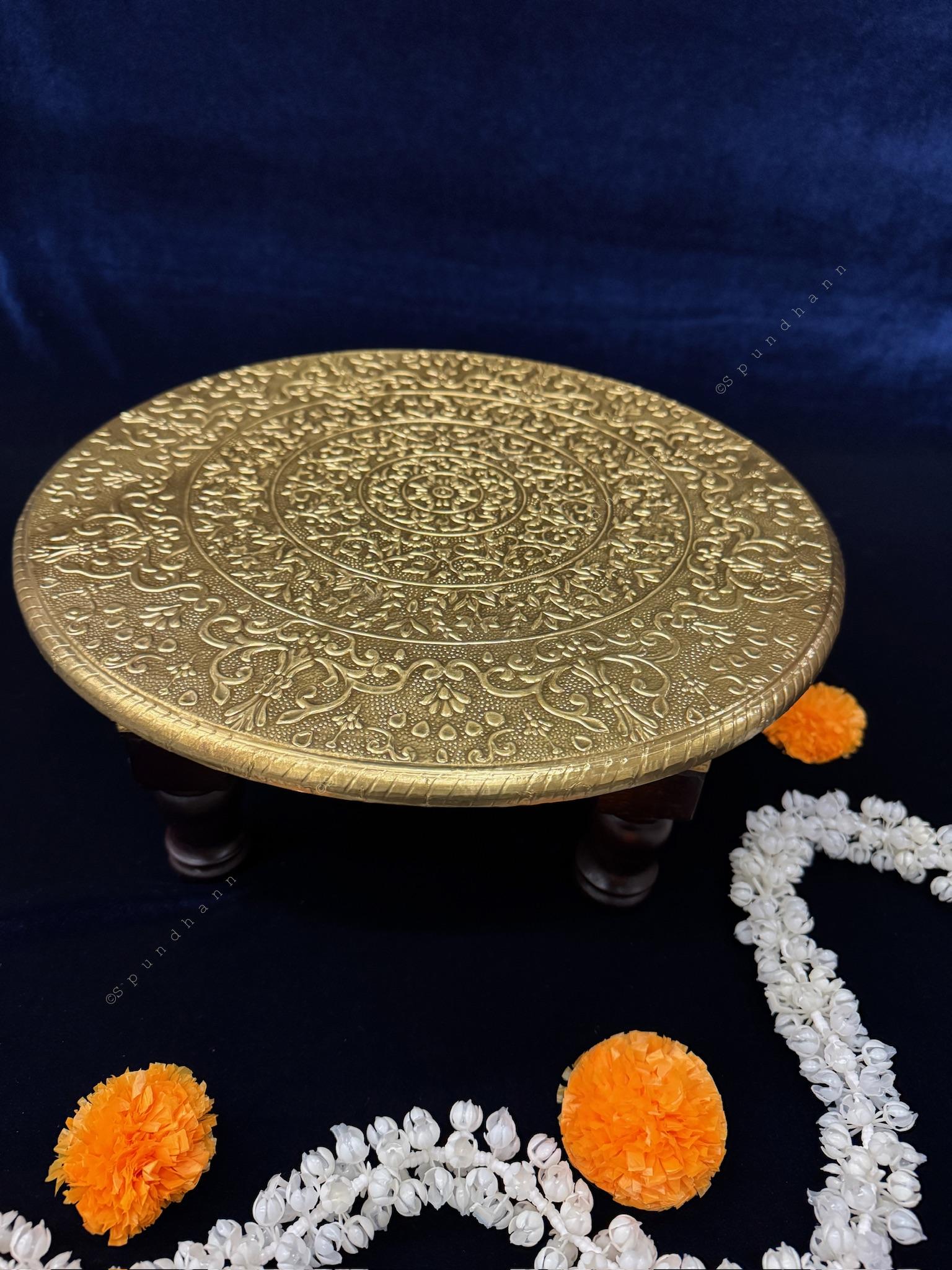 Round Chowki Gold and in Wood