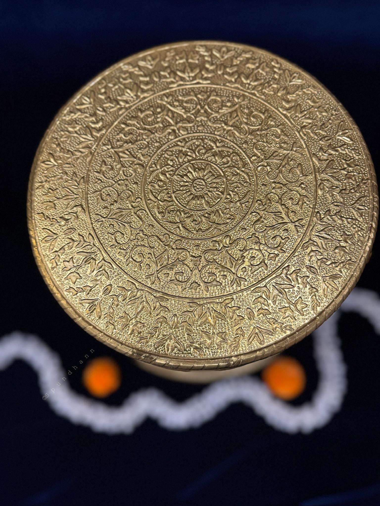 Round Chowki Gold and in Wood