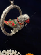 Hanging Parrot in Ring German Silver