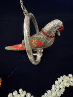 Hanging Parrot in Ring German Silver